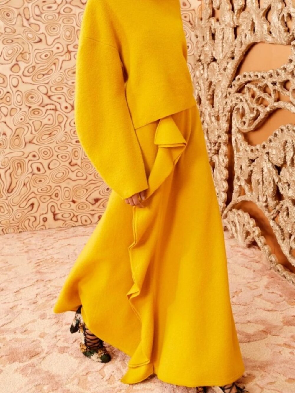 NWOT ULLA JOHNSON Mireya Wool Skirt in Turmeric P $590